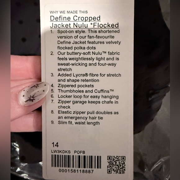 lululemon athletica Define Cropped Jacket Nulu *Flocked, Size 14 - Picture 4 of 6